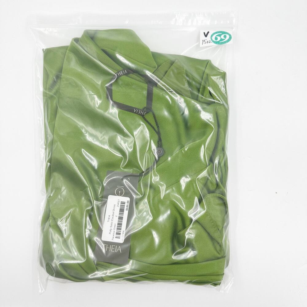 THEIA Polly Satin Cocktail Dress 1 Shoulder Paradise Green 2 XS NEW Wedding Gues - Picture 9 of 9